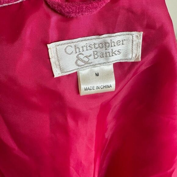 Christopher & Banks Pink Leather Jacket Size Medium Snap Closure Collared Trendy - Picture 7 of 10